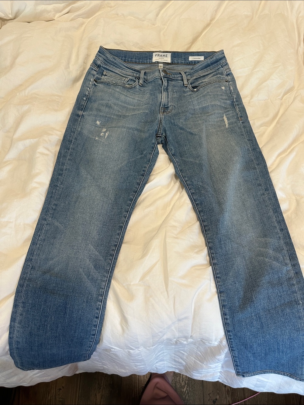 Frame Denim Men’s Bootcut Jeans in Medium Blue Wash